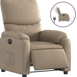 vidaXL Sillón reclinable eléctrico de cuero sintético color Capuchino Outlet