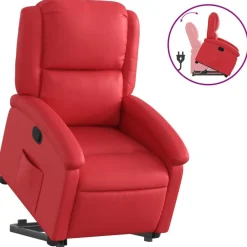 vidaXL Sillón reclinable elevable cuero artificial Rojo Online