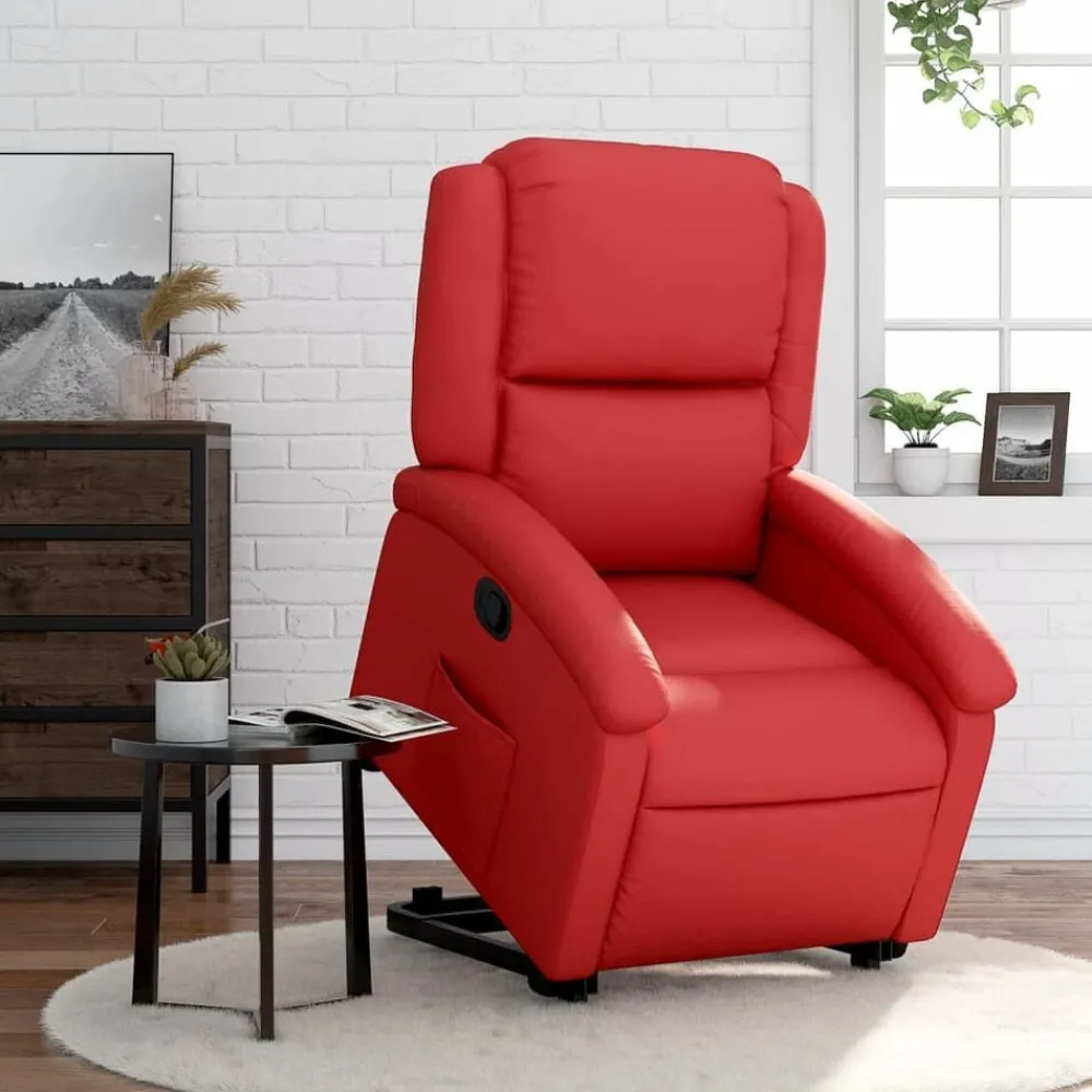 vidaXL Sillón reclinable elevable cuero artificial Rojo Online