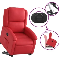 vidaXL Sillón reclinable elevable cuero artificial Rojo Online