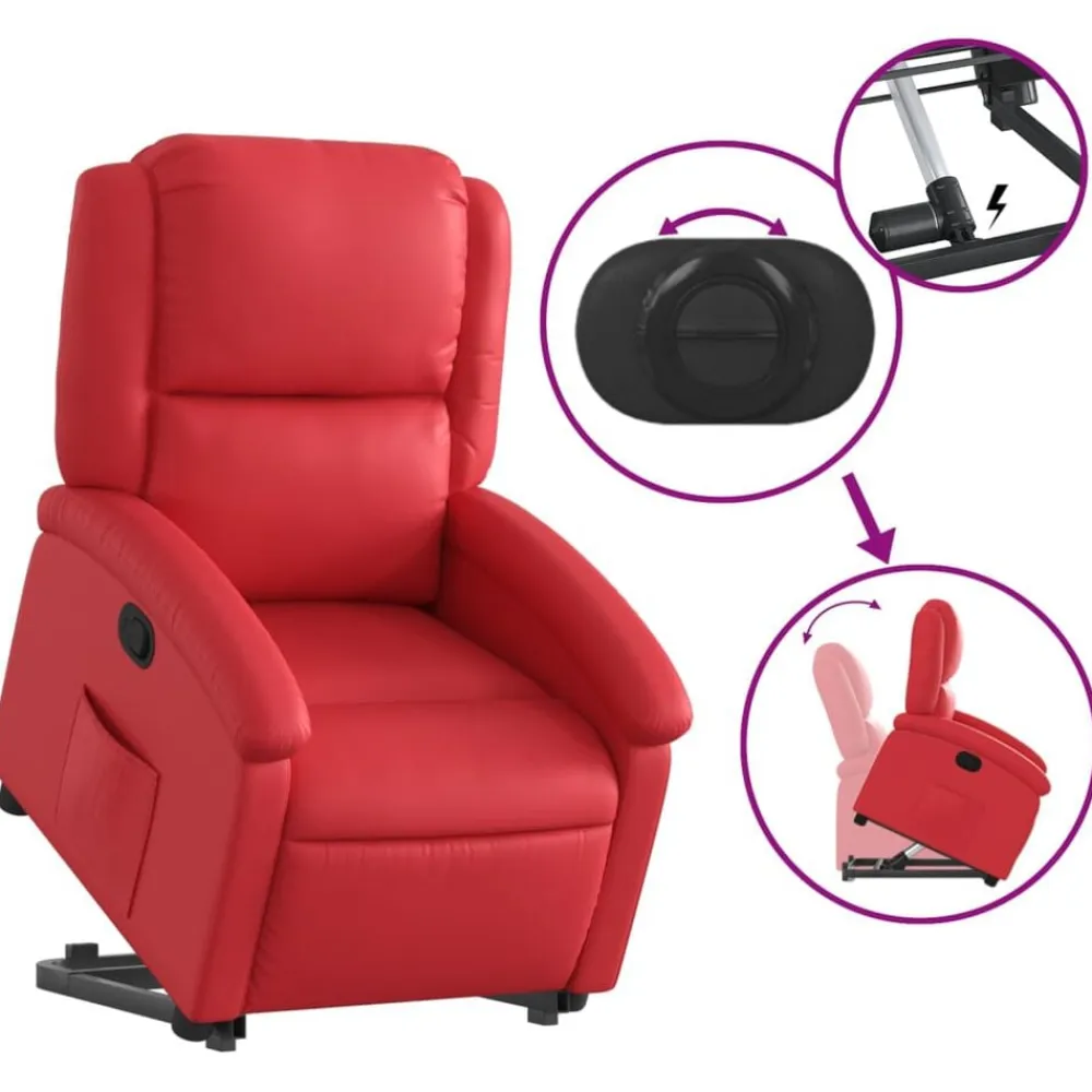 vidaXL Sillón reclinable elevable cuero artificial Rojo Online