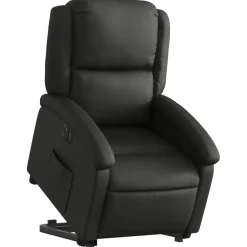 vidaXL Sillón reclinable eléctrico elevable cuero auténtico Negro Sale