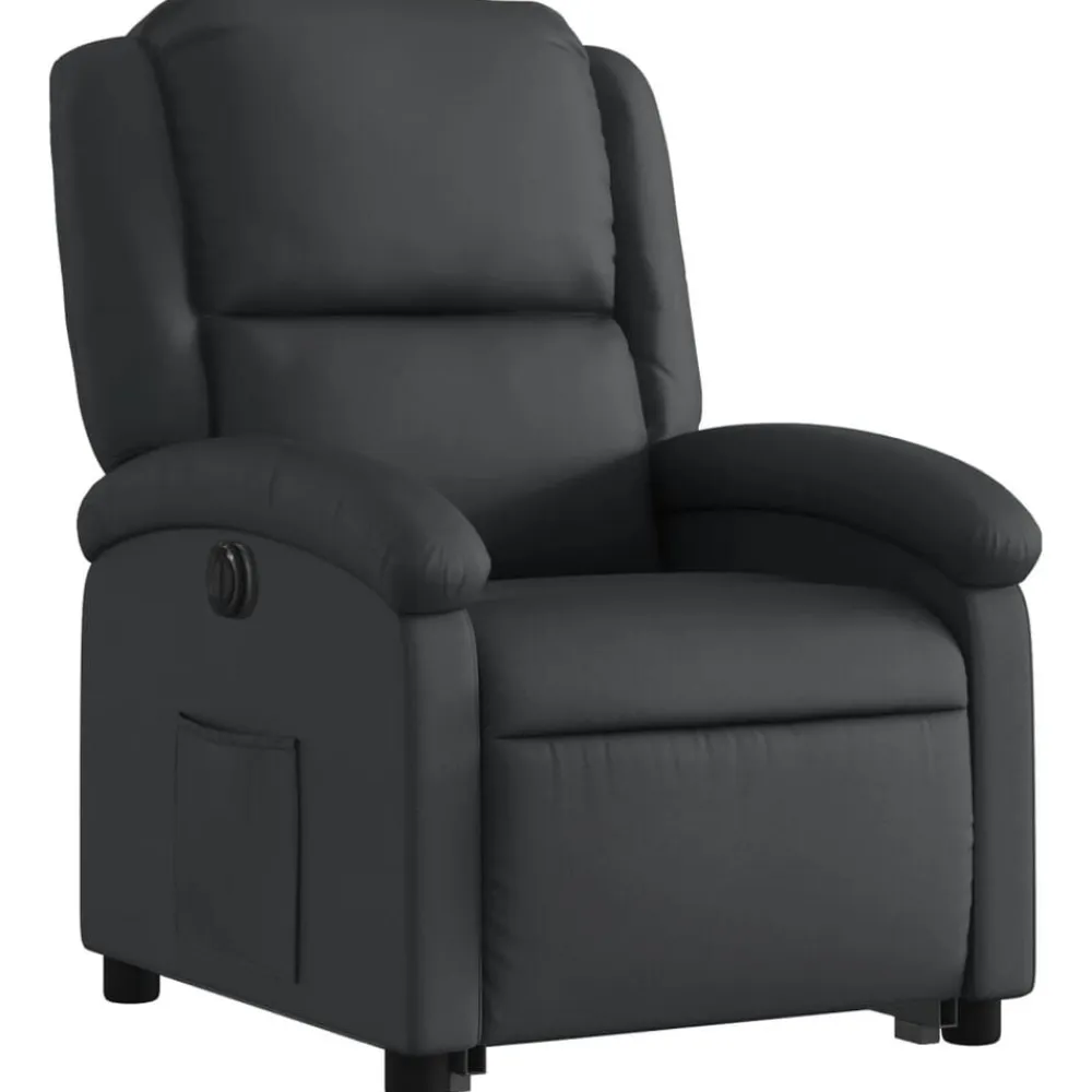 vidaXL Sillón reclinable eléctrico elevable cuero auténtico Negro Sale