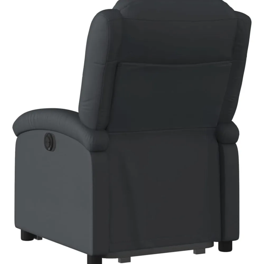 vidaXL Sillón reclinable eléctrico elevable cuero auténtico Negro Sale