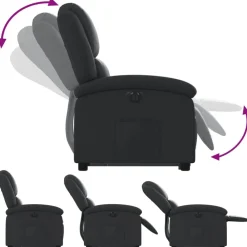 vidaXL Sillón reclinable eléctrico elevable cuero auténtico Negro Sale