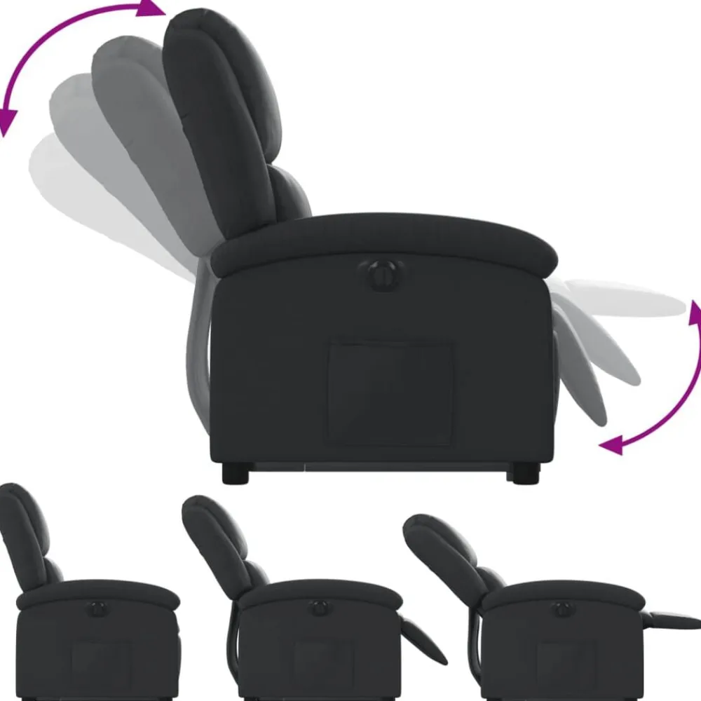 vidaXL Sillón reclinable eléctrico elevable cuero auténtico Negro Sale