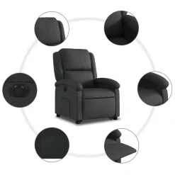 vidaXL Sillón reclinable eléctrico elevable cuero auténtico Negro Sale