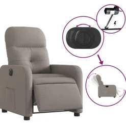 vidaXL Sillas-Sillón reclinable eléctrico tela gris