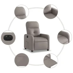 vidaXL Sillas-Sillón reclinable eléctrico tela gris