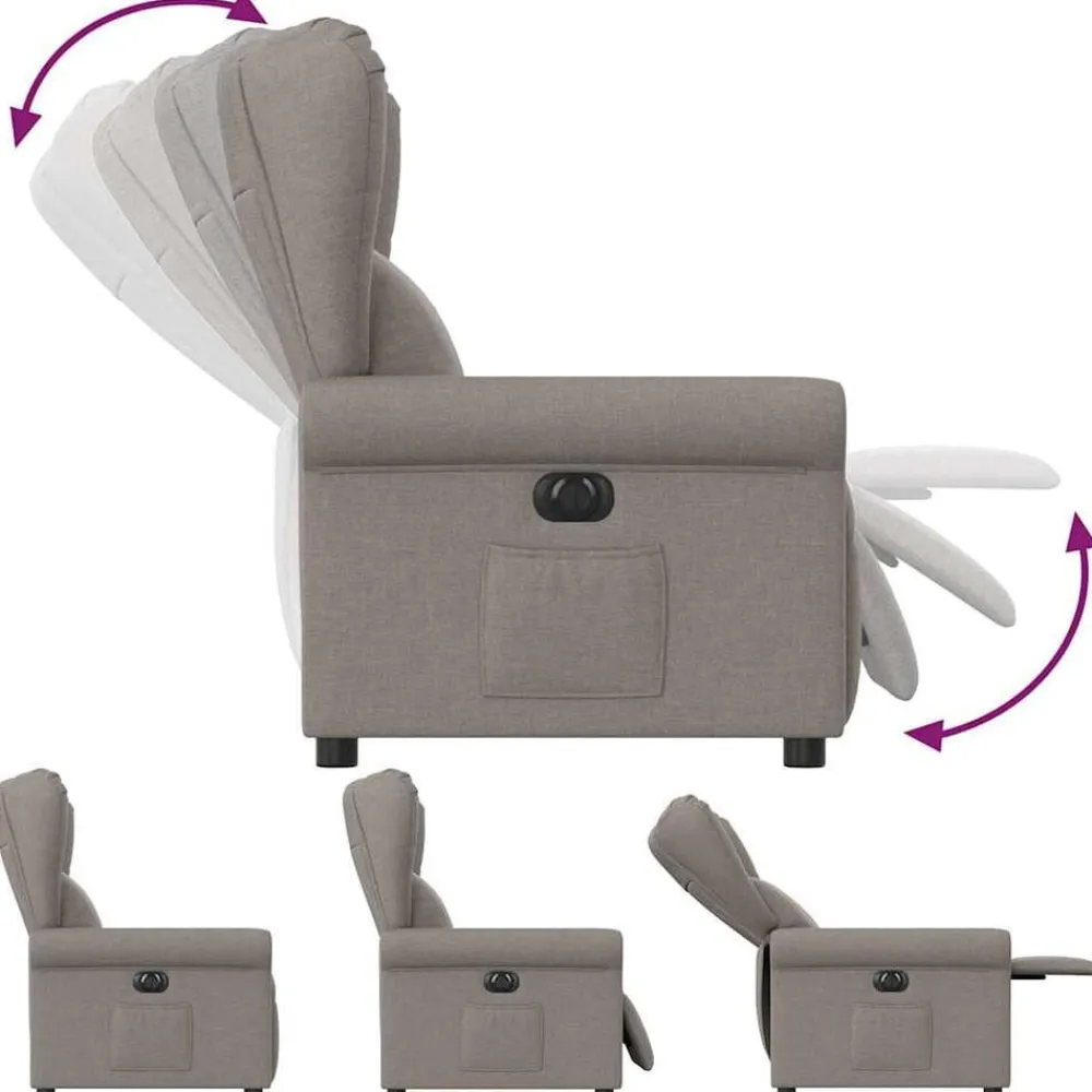 vidaXL Sillas-Sillón reclinable eléctrico tela gris