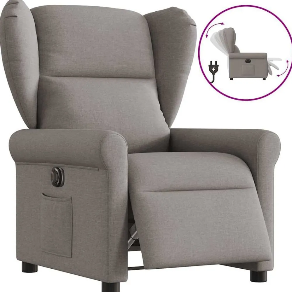 vidaXL Sillas-Sillón reclinable eléctrico tela gris