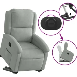 vidaXL Sillas-Sillón reclinable elevable terciopelo