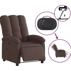 vidaXL Sillón reclinable eléctrico tela marrón oscuro Marrón oscuro Best
