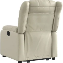 vidaXL Sillón reclinable elevable cuero artificial color Crema Sale