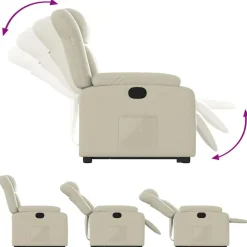 vidaXL Sillón reclinable elevable cuero artificial color Crema Sale