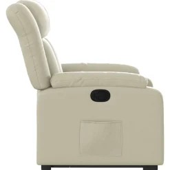 vidaXL Sillón reclinable elevable cuero artificial color Crema Sale