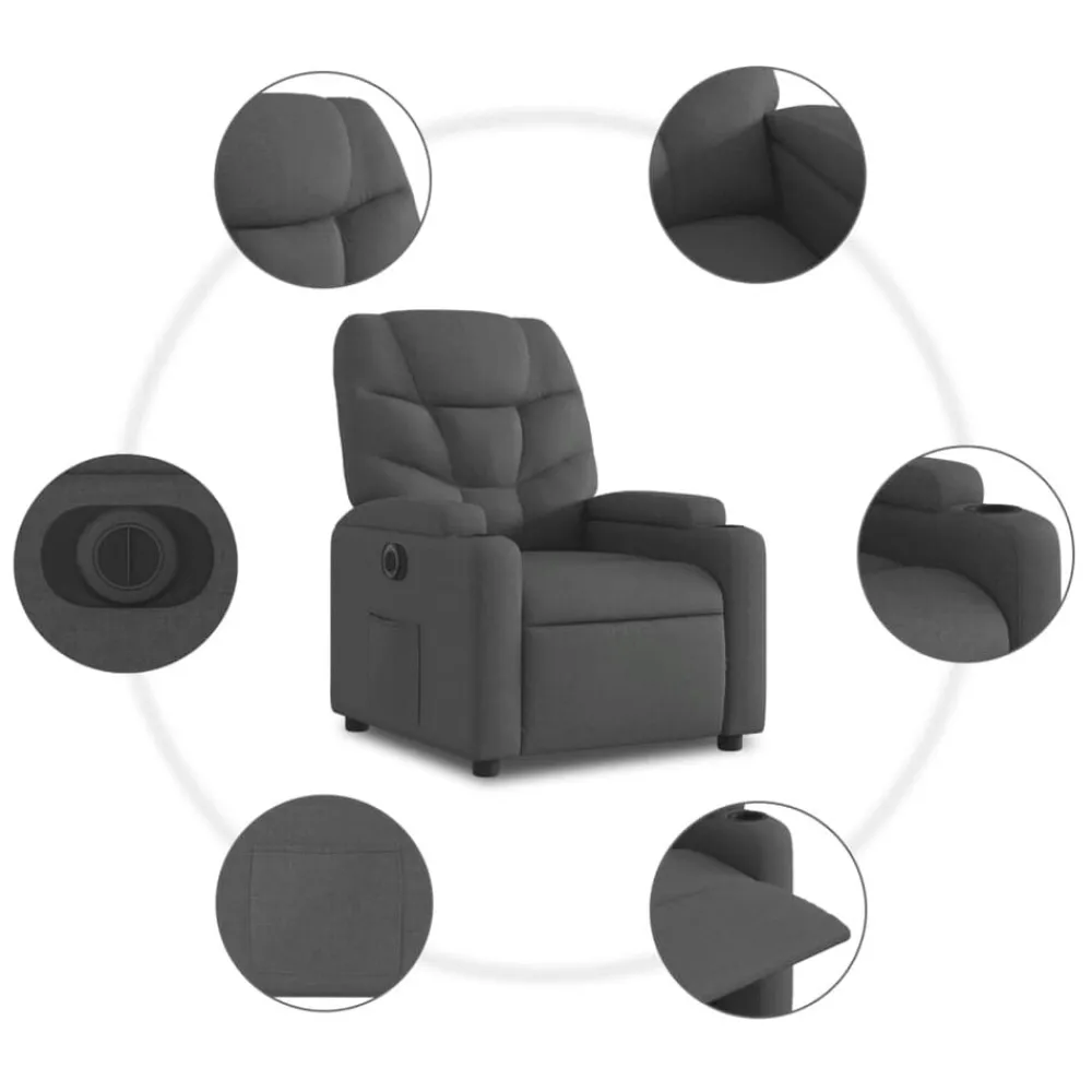 vidaXL Sillón reclinable eléctrico de tela Negro Online