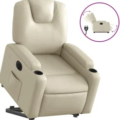 vidaXL Sillas-Sillón reclinable elevable eléctrico de cuero sintético