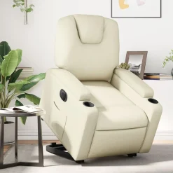 vidaXL Sillas-Sillón reclinable elevable eléctrico de cuero sintético
