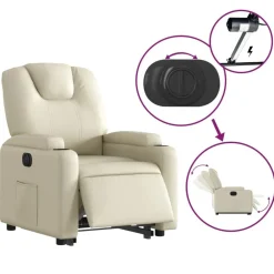vidaXL Sillas-Sillón reclinable elevable eléctrico de cuero sintético