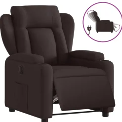 vidaXL Sillón reclinable eléctrico tela marrón oscuro Marrón oscuro Outlet