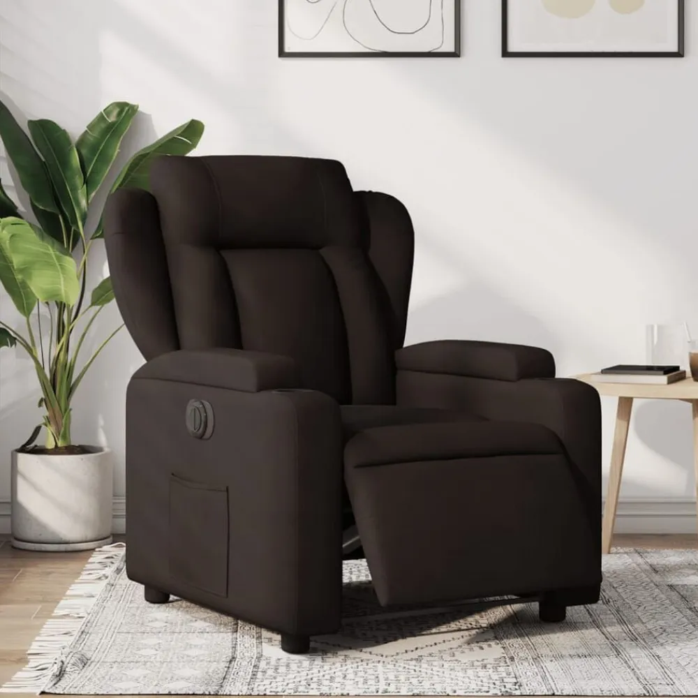 vidaXL Sillón reclinable eléctrico tela marrón oscuro Marrón oscuro Outlet