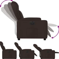 vidaXL Sillón reclinable eléctrico tela marrón oscuro Marrón oscuro Outlet
