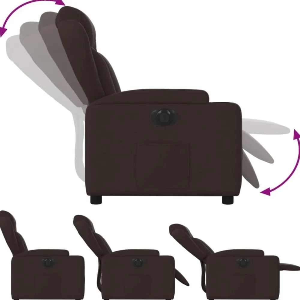 vidaXL Sillón reclinable eléctrico tela marrón oscuro Marrón oscuro Outlet