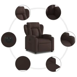 vidaXL Sillón reclinable eléctrico tela marrón oscuro Marrón oscuro Outlet