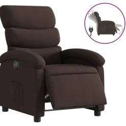 vidaXL Sillas-Sillón reclinable eléctrico tela marrón oscuro