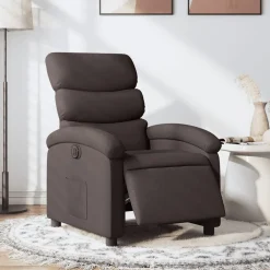 vidaXL Sillas-Sillón reclinable eléctrico tela marrón oscuro