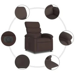 vidaXL Sillas-Sillón reclinable eléctrico tela marrón oscuro