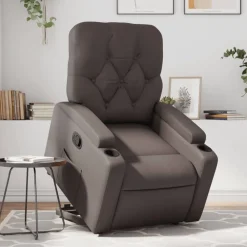 vidaXL Sillas-Sillón reclinable elevable cuero sintético marrón
