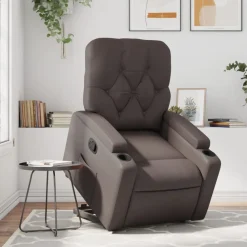 vidaXL Sillas-Sillón reclinable elevable cuero sintético marrón