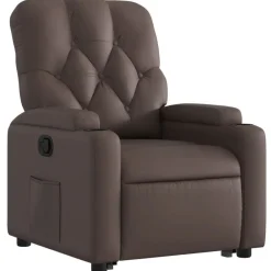 vidaXL Sillas-Sillón reclinable elevable cuero sintético marrón