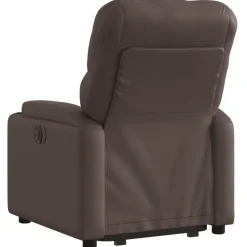 vidaXL Sillas-Sillón reclinable elevable cuero sintético marrón