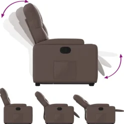 vidaXL Sillas-Sillón reclinable elevable cuero sintético marrón