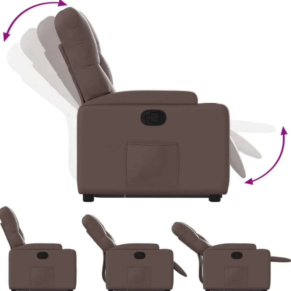 vidaXL Sillas-Sillón reclinable elevable cuero sintético marrón