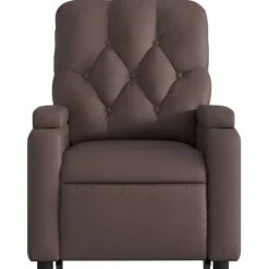 vidaXL Sillas-Sillón reclinable elevable cuero sintético marrón