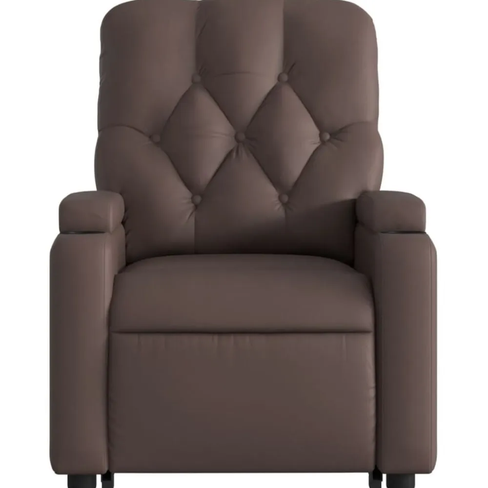 vidaXL Sillas-Sillón reclinable elevable cuero sintético marrón