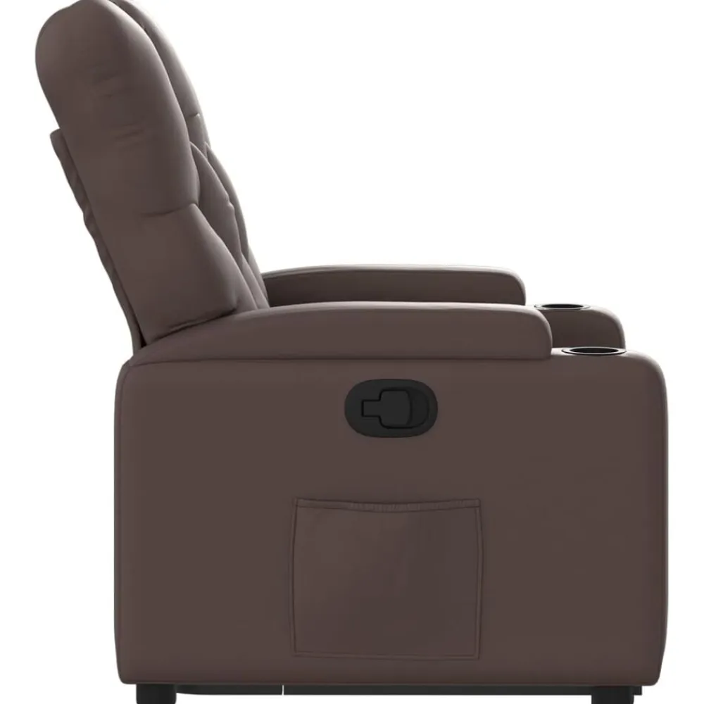 vidaXL Sillas-Sillón reclinable elevable cuero sintético marrón