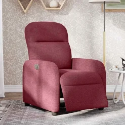 vidaXL Sillón reclinable eléctrico tela rojo tinto Rojo vino tinto New