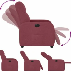 vidaXL Sillón reclinable eléctrico tela rojo tinto Rojo vino tinto New