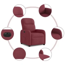 vidaXL Sillón reclinable eléctrico tela rojo tinto Rojo vino tinto New