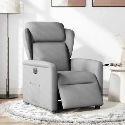 vidaXL Sillón reclinable eléctrico tela Gris claro Discount