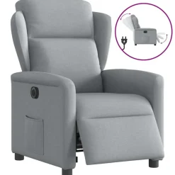 vidaXL Sillón reclinable eléctrico tela Gris claro Discount