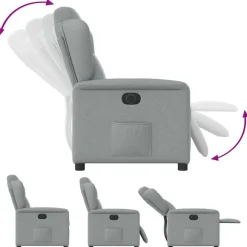 vidaXL Sillón reclinable eléctrico tela Gris claro Discount