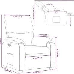vidaXL Sillas-Sillón reclinable eléctrico de cuero sintético