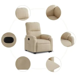 vidaXL Sillas-Sillón reclinable elevable tela de microfibra color