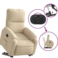 vidaXL Sillas-Sillón reclinable elevable tela de microfibra color